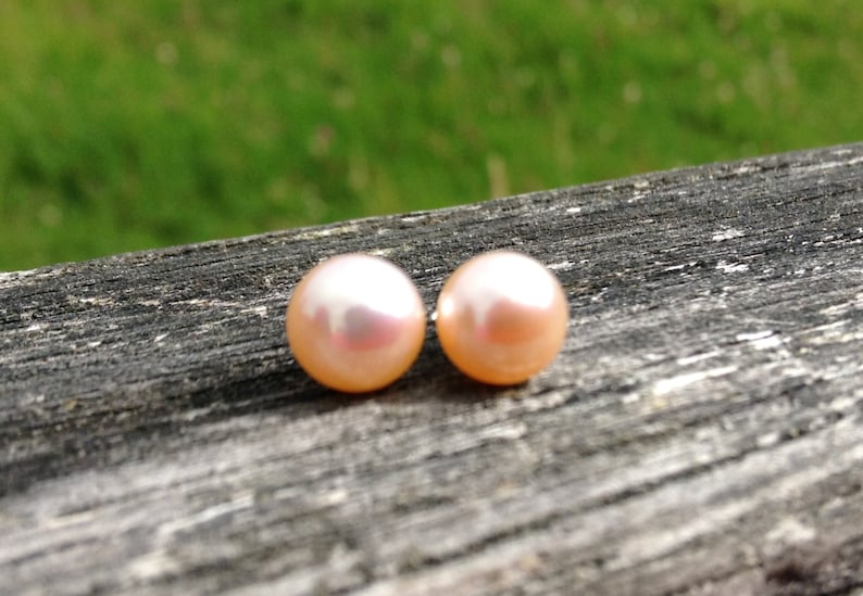 6.5mm freshwater pearl stud earrings on sterling silver