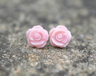 Pärlemor snidade snäckskalörhängen, rosa rosblommorörhängen på sterlingsilver, naturligt snäckskal, minimalistiska smycken, fina örhängen