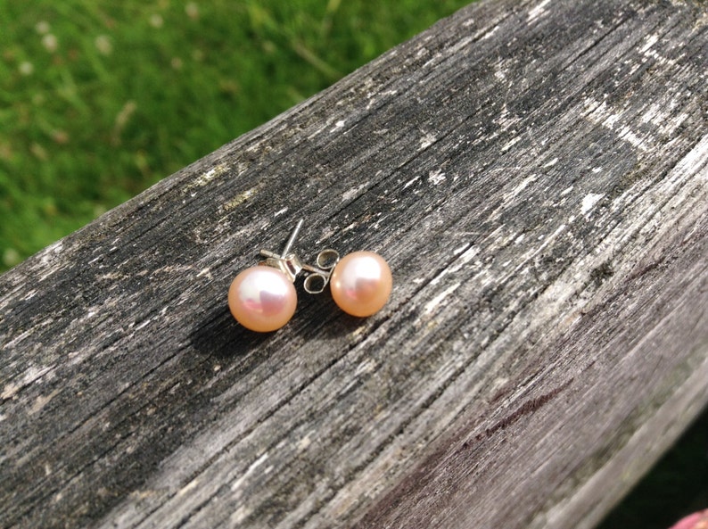 6.5mm freshwater pearl stud earrings on sterling silver