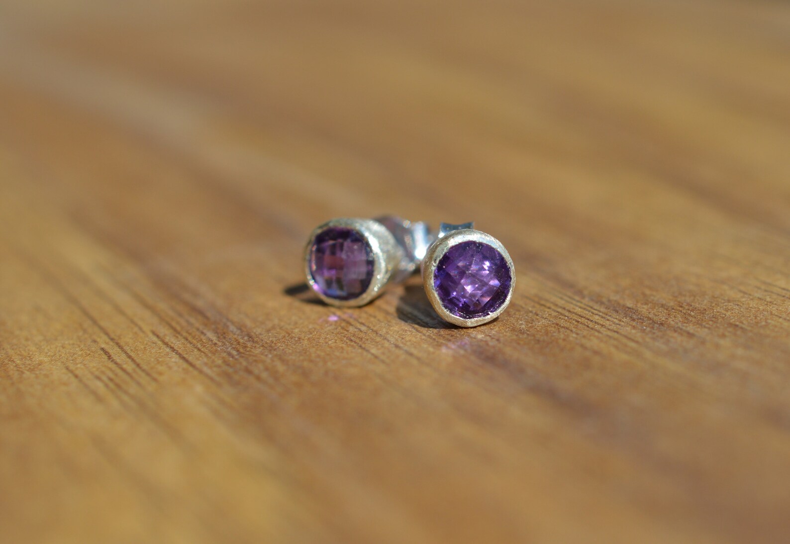 Tiny amethyst stud earrings Clearance