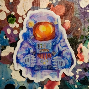 Adesivo de astronauta aquarela