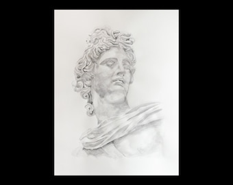 Apollo Statue Original Watercolor Painting