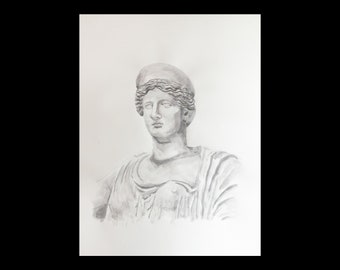 Hera Statue Original Watercolor Painting