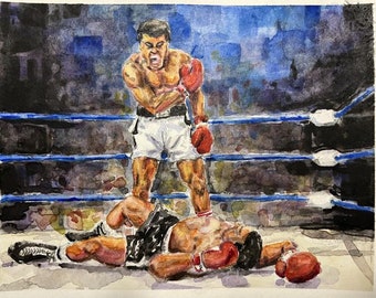 Muhammad Ali Original Watercolor Painting