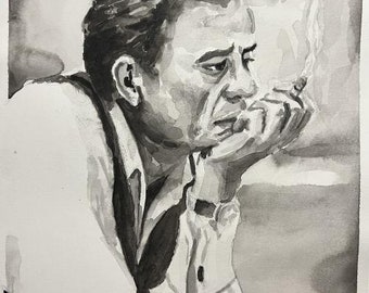 Johnny Cash Original Watercolor Painting