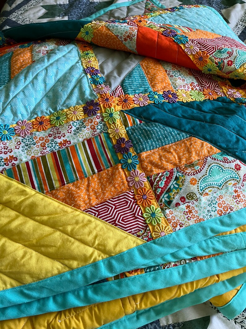 Sunshine Quilt, Queen Quilt as You Go Quilt Etsy