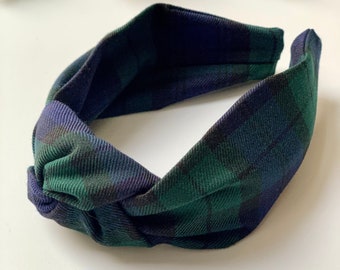 Black Watch Tartan Headband: Knotted Alice Band, Burns Night Accessory