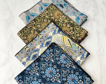 Liberty London Cotton Pocket Square, Peacock Place Print Handkerchief