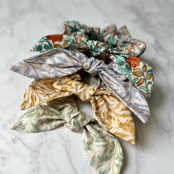 William Morris Liberty Print Floral Srunchie, floral hair accessory, Cotton scrunchie, Golden Lily, Willow Bough scrunchie, Morris and Co