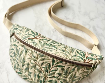 William Morris Willow Bough Quilted Cross Body Bag, Quilted Bum Bag in William Morris designs