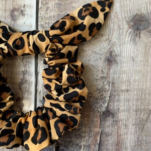 Leopard Print Cotton Srunchie, animal print hair accessory, Scrunchie Style. image 2