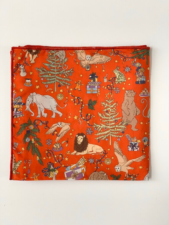 Liberty London Pocket Square. Liberty 'Christmas ', Hankerchief, Groom Accessory, gift for dad, Mens gift, Best Man Gift