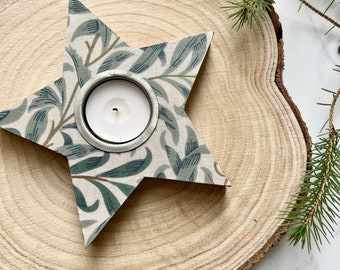 William Morris Christmas Star Tea Light Holder, Candle Holder, Christmas Table Scaping Decor, William Morris Christmas Gifts