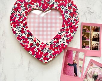 Liberty Print Heart Photo Frame, Floral Home Decor, Valentines Gift