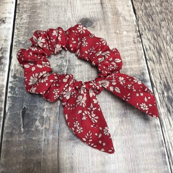 Liberty Print Srunchie, floral hair accessory, scrunchie, Red scrunchie , Capel Red, Floral scrunchie, Liberty Srunchie