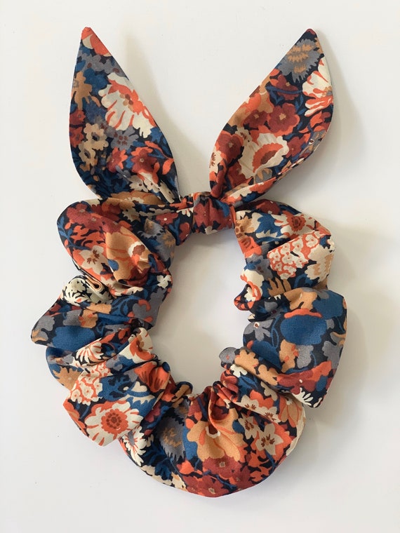 Liberty Print Srunchie, floral hair accessory, Rust Scrunchie, Liberty Thorpe, Floral scrunchie, Liberty Srunchie