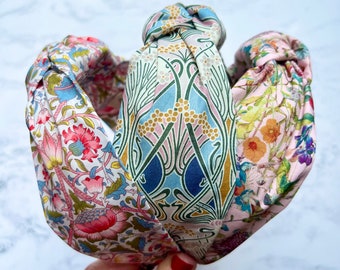 Liberty Print Knotted Headband: William Morris Floral Turban