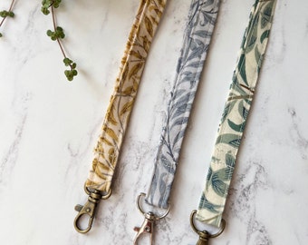 William Morris Fabric Lanyard, Floral ID Holder, Teacher Gift