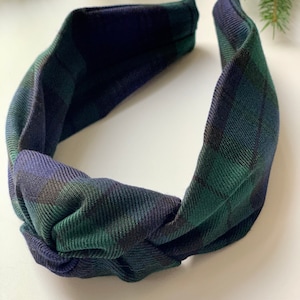 Black Watch Tartan Knotted Headband, Top Knot hairband, Scottish Statement Hair Accessory, St Andrew’s Day Accessories, Christmas Tartan