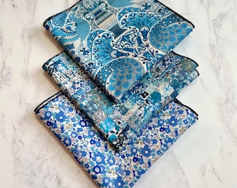 Liberty London Pocket Square. William Morris Strawberry Ianthe Cotton Handkerchief, Groom Accessory, Gift for dad