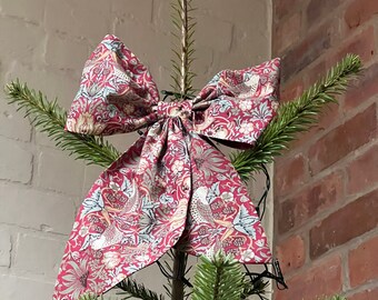 William Morris Christmas Tree Bow Topper, Country style Christmas decorations, Christmas Tree Topper, Large Decorative Tree Bow,