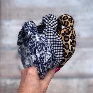 Liberty Print Alice Band, Top Knot hair band, Turban style leopard print hair Band, Liberty Mustard Floral Alice Band, bridesmaid gift