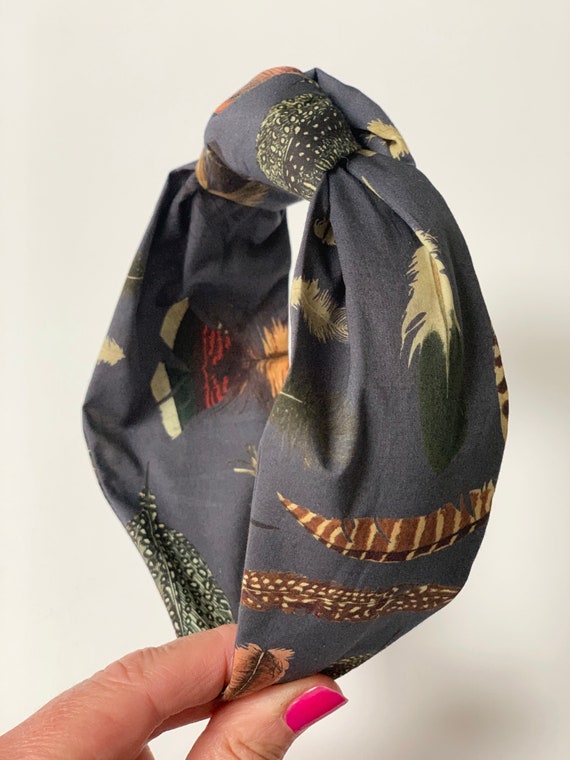 Liberty Amherst, Feather print hair band, Top Knot hair band, Turban Alice Band, Black Alice Band, Liberty Alice Band, Hair Band