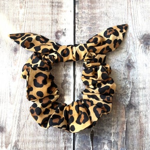 Leopard Print Cotton Srunchie, animal print hair accessory, Scrunchie Style. image 1