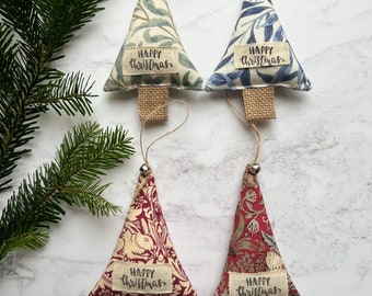 William Morris Christmas Tree Decorations , mini Christmas Trees, Strawberry Thief decor,