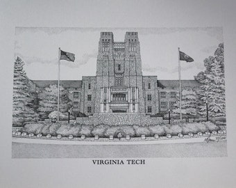 Virginia Tech Burruss Hall 11x14 print