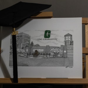 UNC Charlotte Miner Statue 11x14 pen and ink image 9