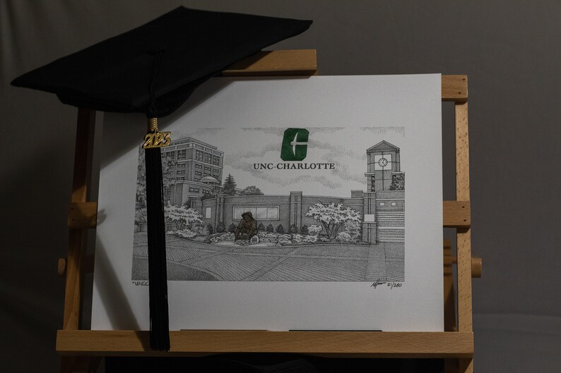 UNC Charlotte Miner Statue 11x14 pen and ink image 9