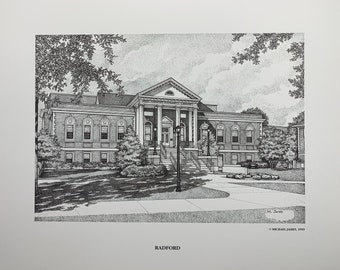 Radford University 11x14 pen and ink print