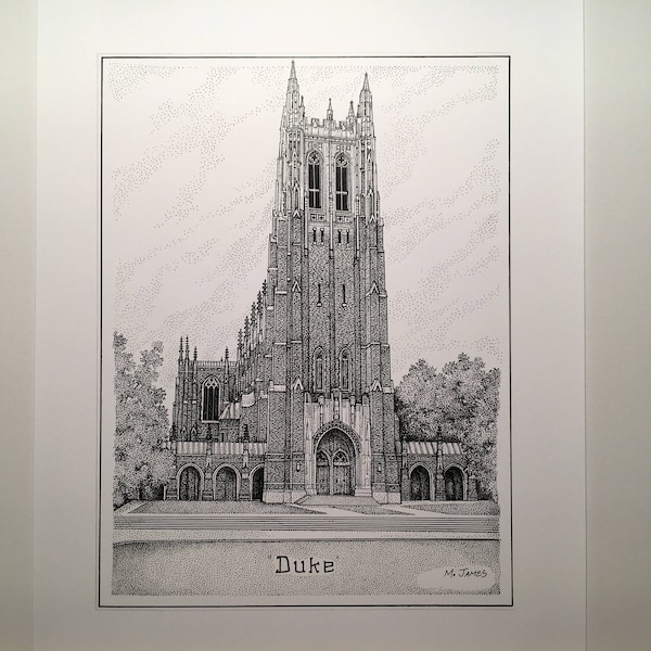 Duke Chapel 8"x10" pen and ink print