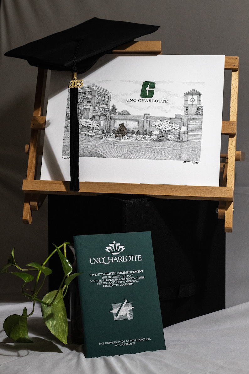 UNC Charlotte Miner Statue 11x14 pen and ink image 5