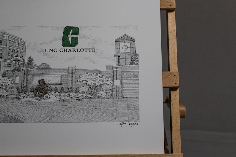 UNC Charlotte Miner Statue 11x14 pen and ink image 4