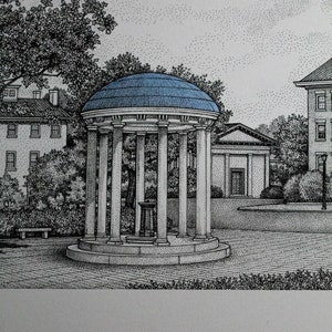 North Carolina Chapel Hill Old Well 11x14 pen and ink print image 7