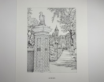 Auburn 11x14 pen and ink print of Toomer's Corner