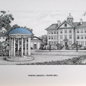 North Carolina Chapel Hill Old Well 11x14 pen and ink print image 1