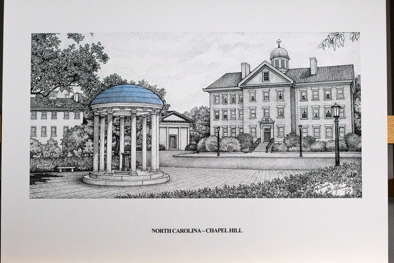 North Carolina Chapel Hill Old Well 11x14 pen and ink print image 1
