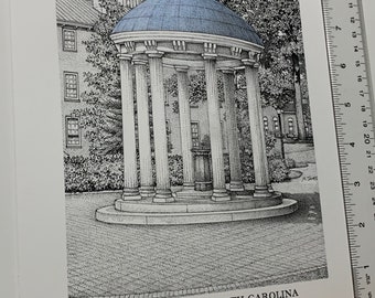 North Carolina Chapel Hill Old Well 8"x10" hand-drawn pen and ink print