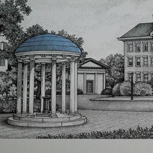 North Carolina Chapel Hill Old Well 11x14 pen and ink print image 4