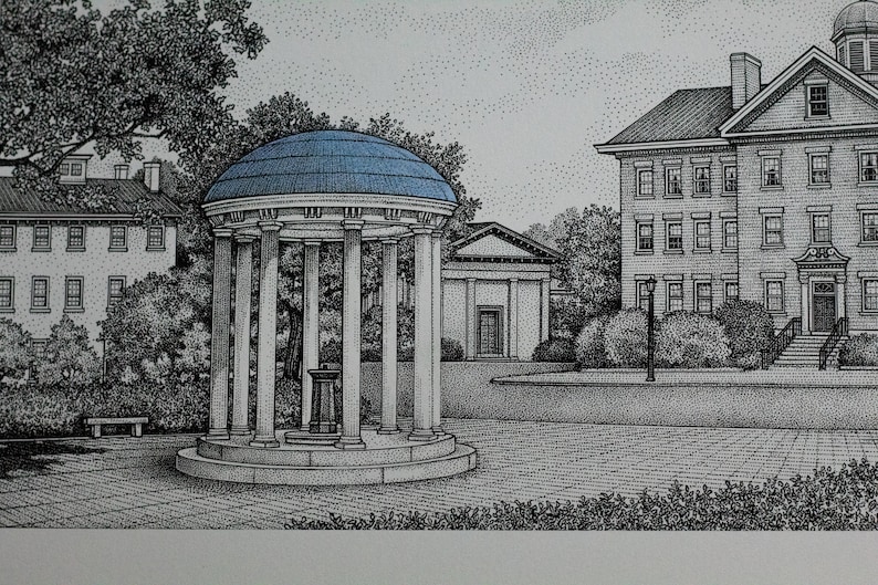 North Carolina Chapel Hill Old Well 11x14 pen and ink print image 4