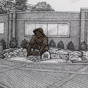 UNC Charlotte Miner Statue 11x14 pen and ink image 8