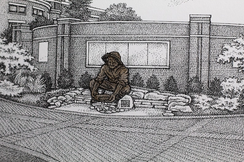 UNC Charlotte Miner Statue 11x14 pen and ink image 8