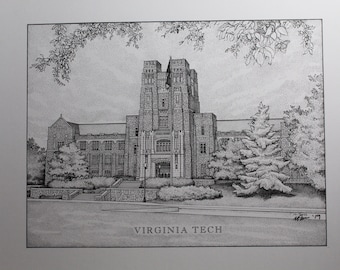 Virginia Tech Burruss Hall 11x14 print