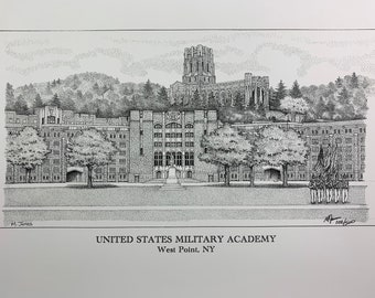 U.S. Military Academy - The Plain (parade field) 11"x14" pen and ink print