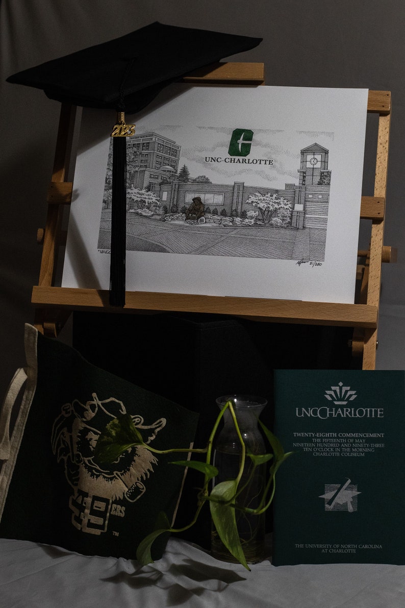 UNC Charlotte Miner Statue 11x14 pen and ink image 2