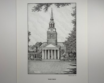 Wake Forest 11x14 pen and ink print
