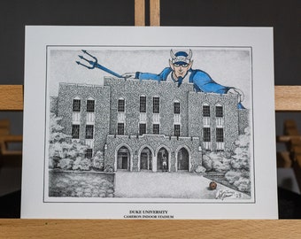 Duke with Devil - Cameron Indoor 8"x10" pen and ink print